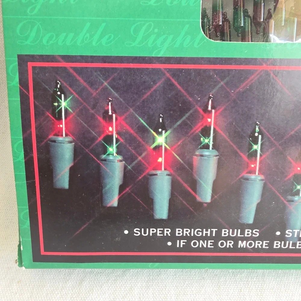 VTG Frank's Nursery 100 Double Light Red Green Two Color Christmas Lights. Works